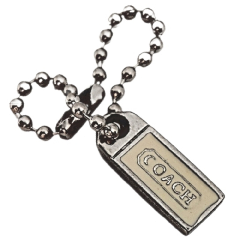 🤍 Y2K Coach Legacy Micro Mini Ivory Metal Hangtag Bag Fob Charm Keychain RARE